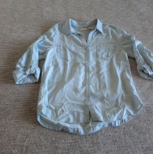Chicos Denim Light Blue Button-Up Shirt Size 2
